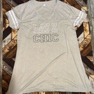 Chic Heathered tan and White Pajama Set